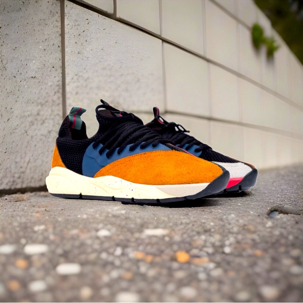 Men's Black and Orange Sneakers